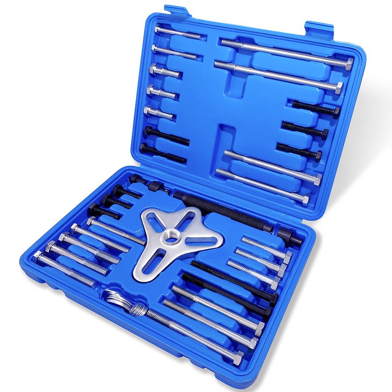 Thorstone 46pcs Harmonic Balancer Puller Set, Steering Wheel Flywheel Crankshaft Pulley Puller,Blue - Image 1